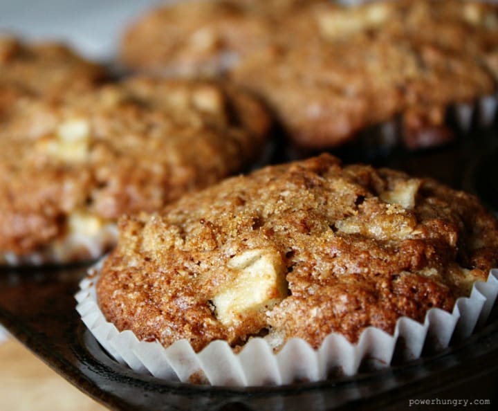 grain-free muffins made with apples, coconut flour and almond flour, all in a muffin tin