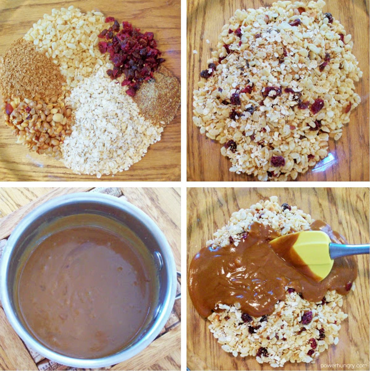 steps for mixing the ingredients for homemade clif bars