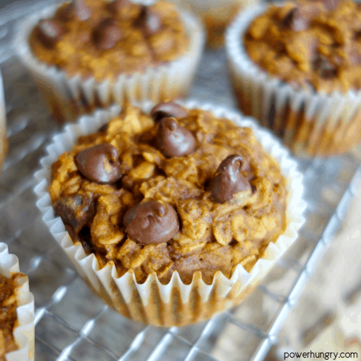 Up-close view of pumpkin oatmeal cup