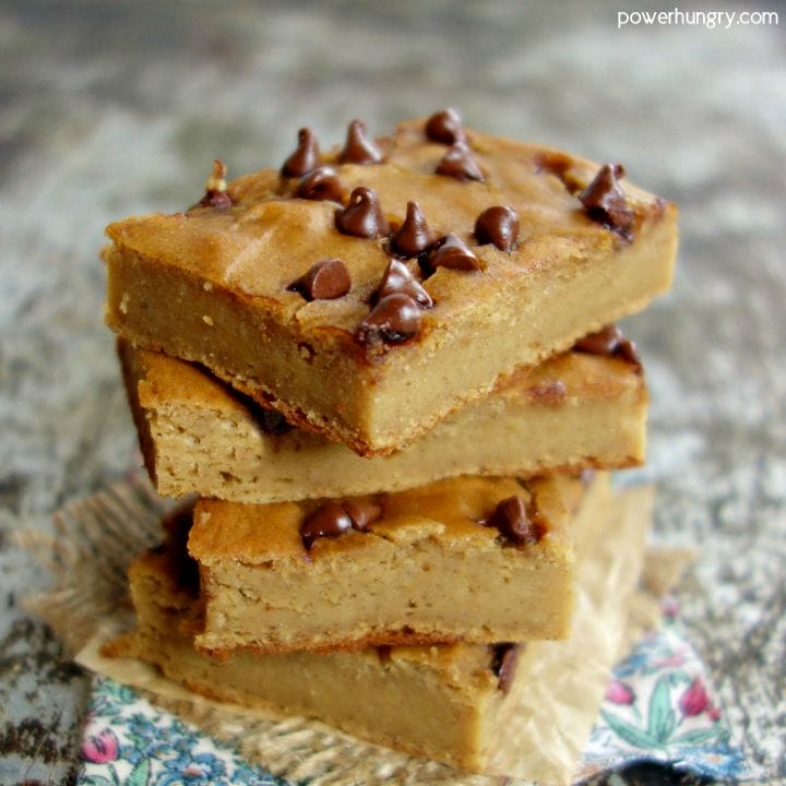 stack of peanut butter chickpea blondies