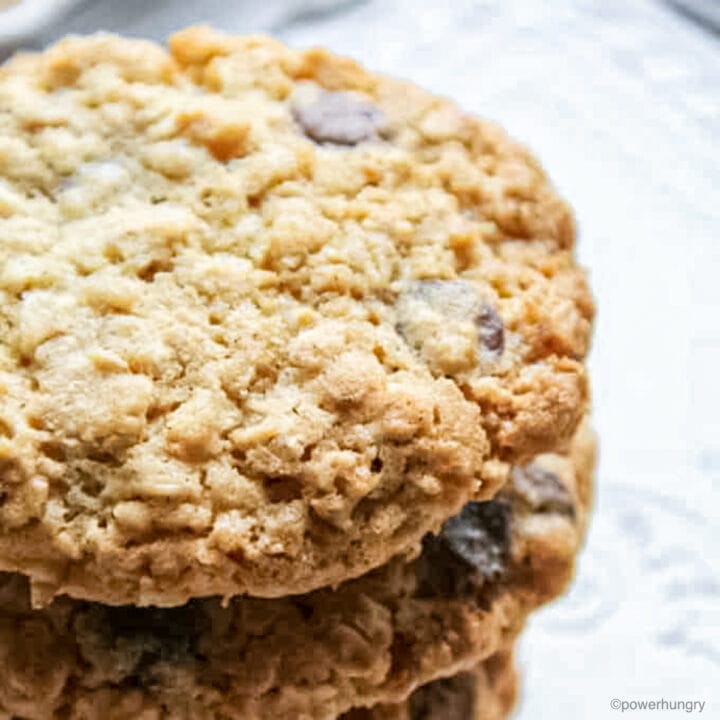 stack of quinoa oatmeal chocolate chip cookies