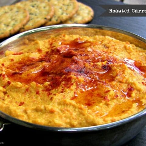 Healthy Roasted Carrot Hummus (No Beans)