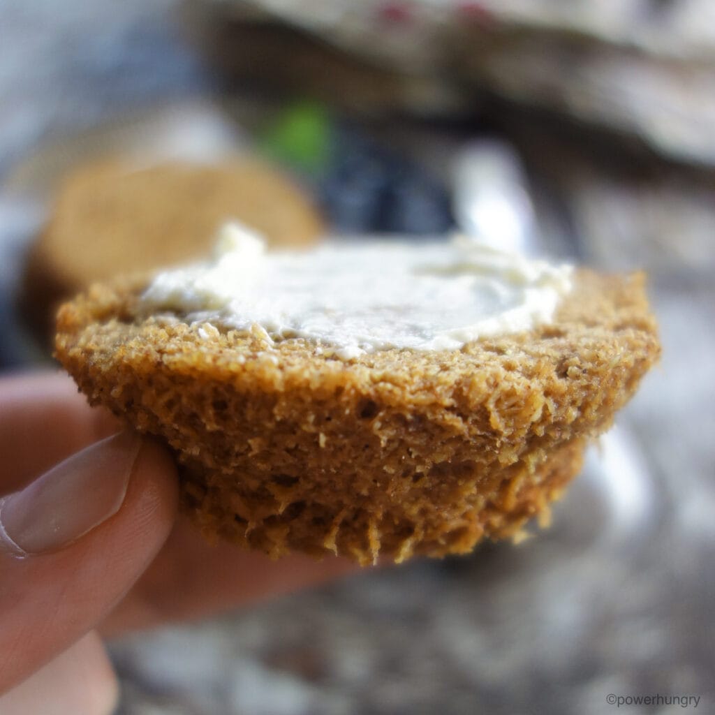 flax muffin spread with vegan butter