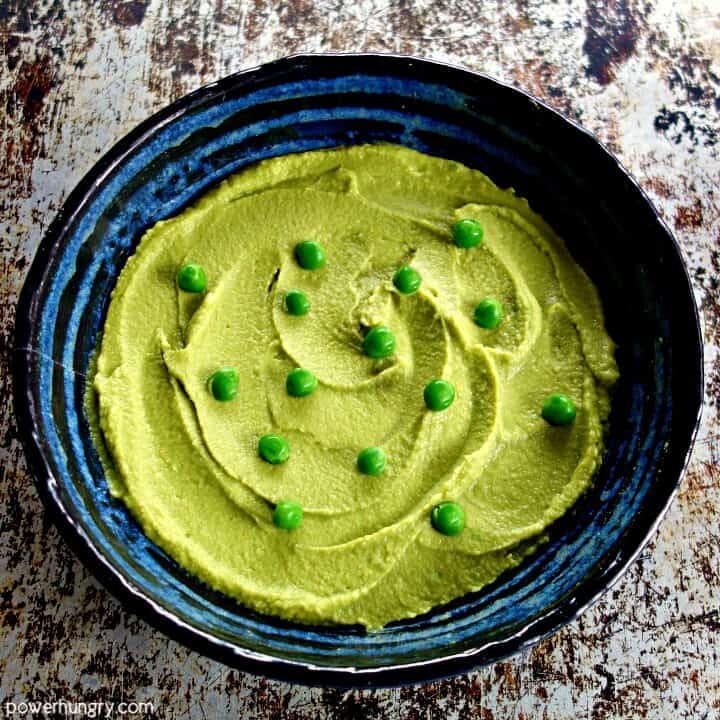 Skinny Green Pea Hummus {oil-free, tahini-free, 5 ingredients}