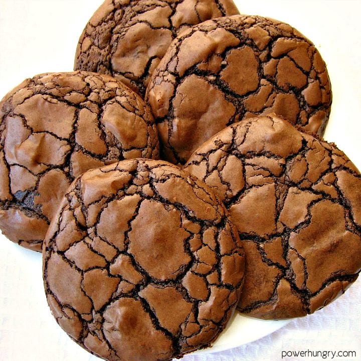 vegan and gluten-free double chocolate cookies on a white plate