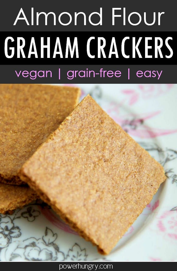 vegan almond flour graham crackers on a china plate