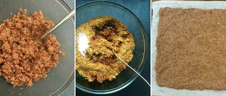 collage of three photos showing how to make teff crackers
