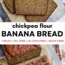 photo collage of chickpea flour banana bread, sliced