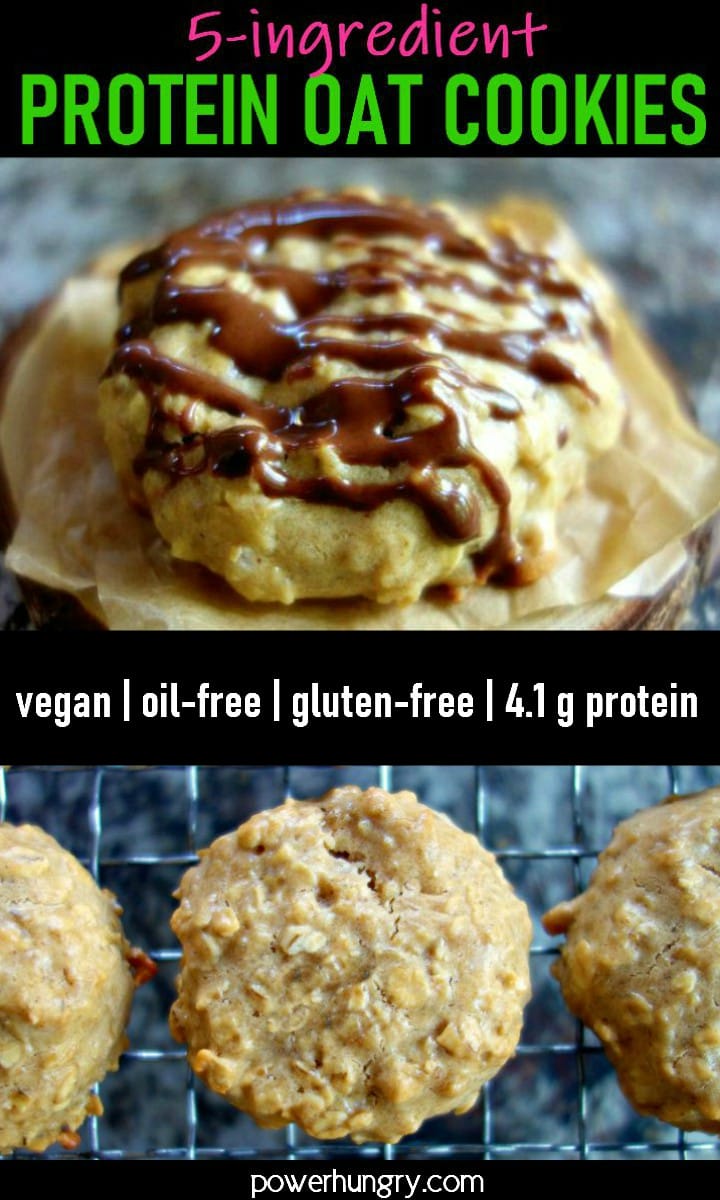 collage of vegan 5-ingredient oat protein cookies