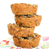 stack of carrot cake breakfast cookies on a colorful napkin