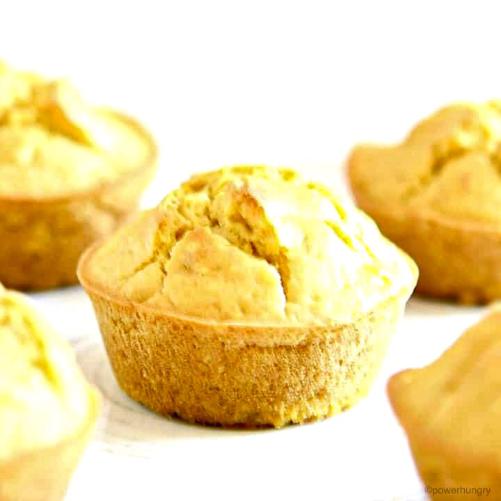 5 chickpea flour beer muffins on a white plate