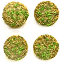 overhead shot of kale mushroom quinoa muffins ona white background