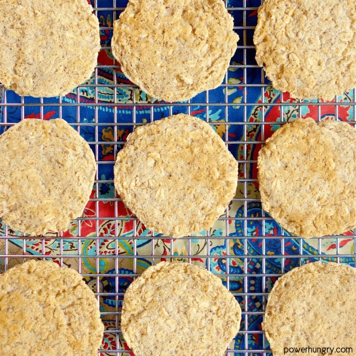 vegan oat pancakes on a cooling rack