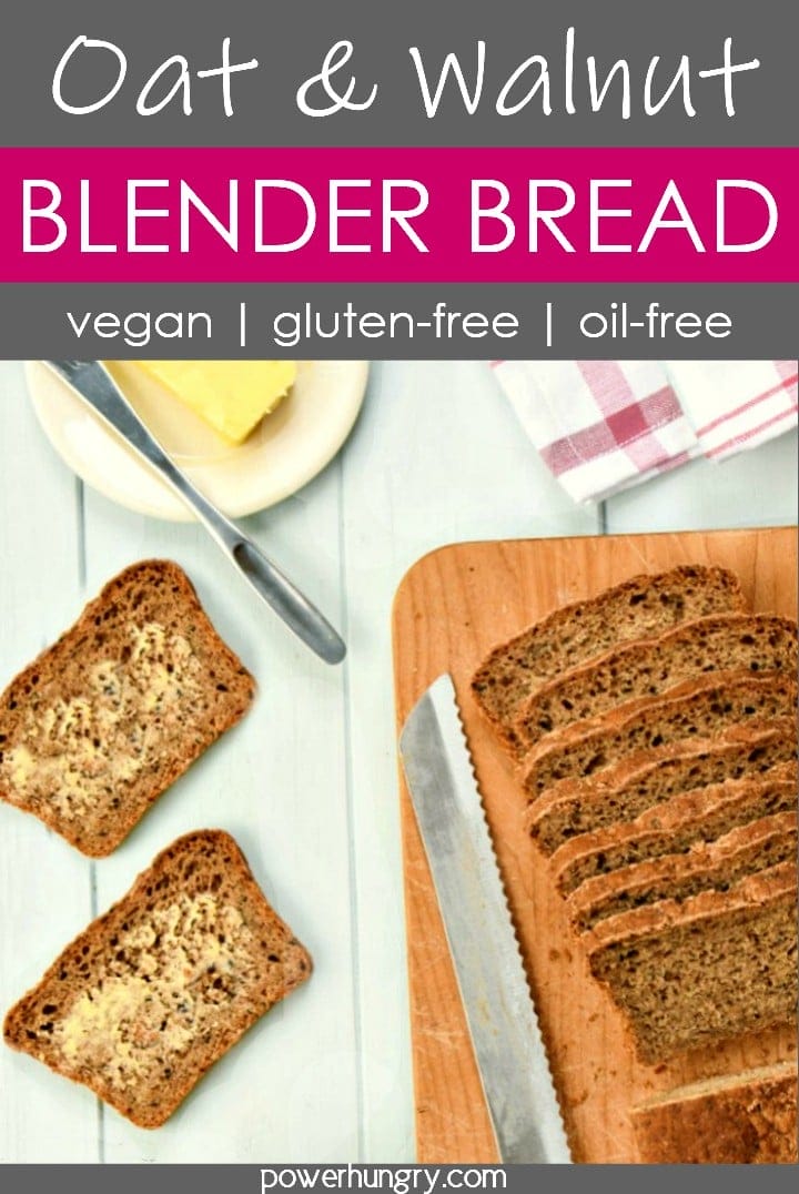 walnut oat blender bread, sliced