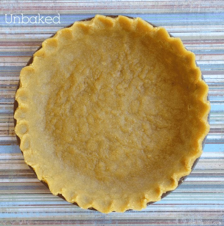 overhead shot of an unbaked chickpea flour pie crust