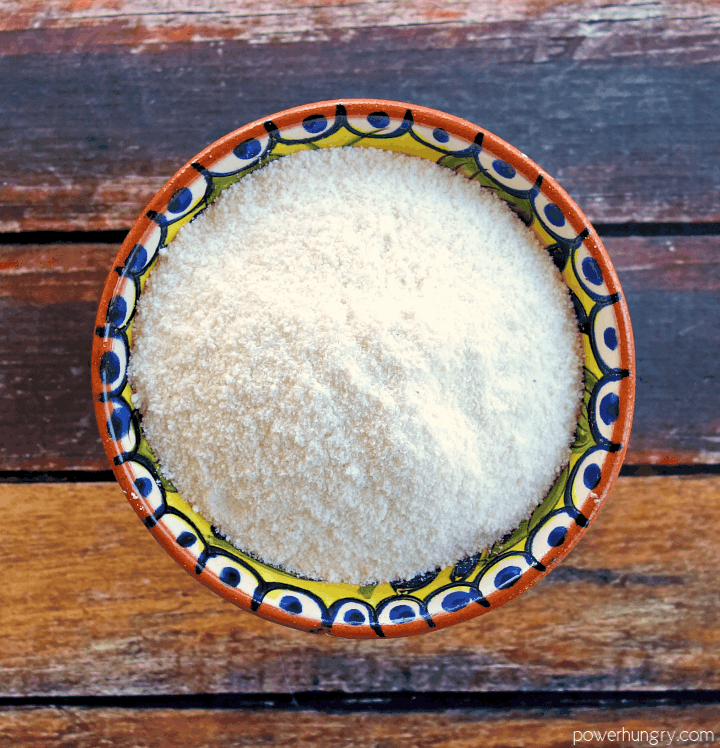 overhead shot of a bowl of coconut flour