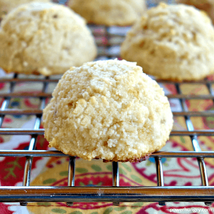 vegan banana almond flour cookies on a wire cooling rack
