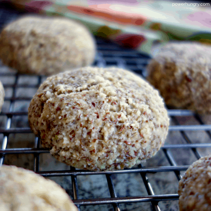 Almond Flour Flax biscuits on a metal cooling rack