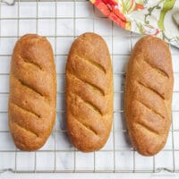 2 ingredient flax bread loaves on a wire cooling rack