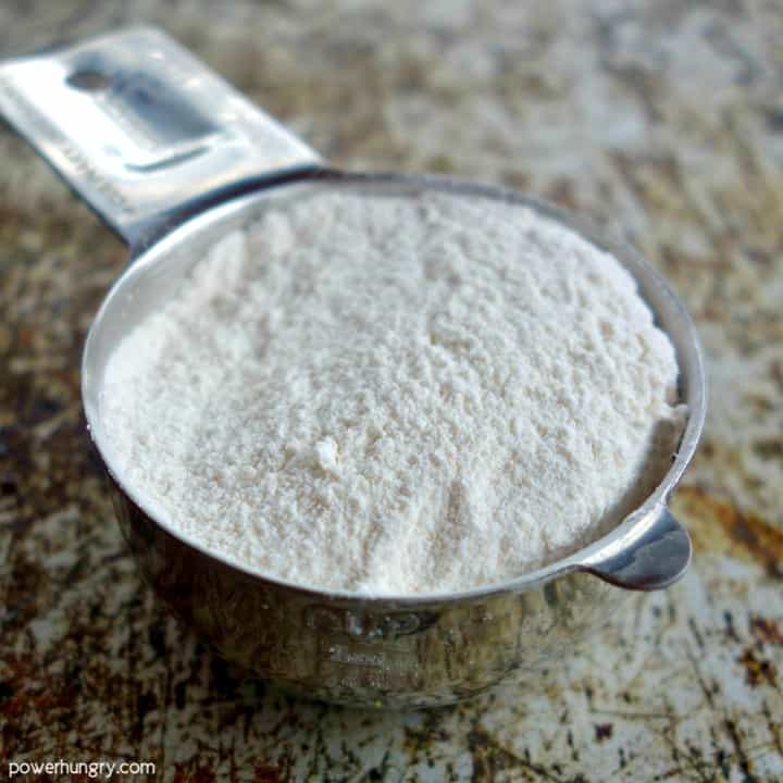 measuring cup filled with cassava flour