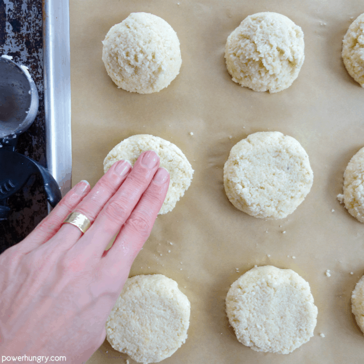 Unbaked grain-free and vegan cauliflower biscuits made with 4 ingredients
