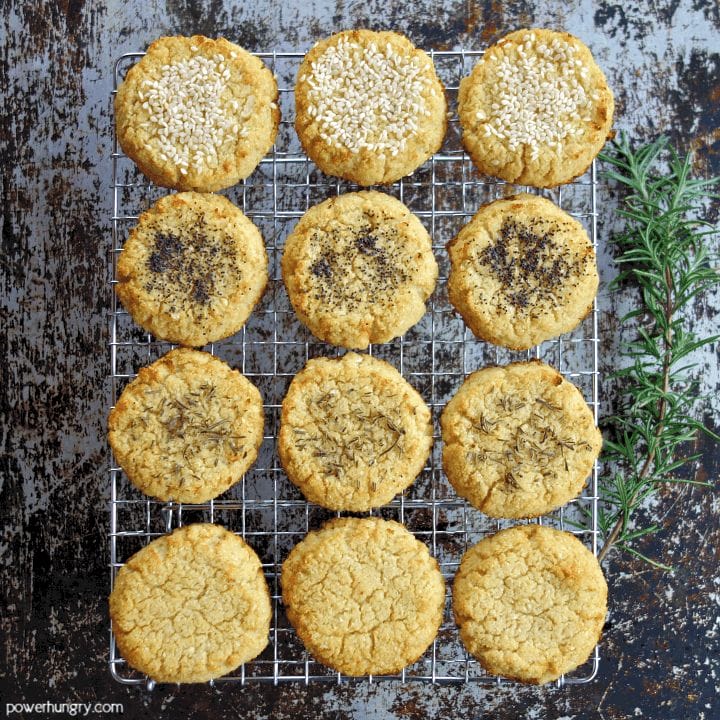 Grain-free and vegan cauliflower biscuits made with 4 ingredients on a cooling rack