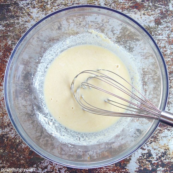 glass bowl of almond flour batter