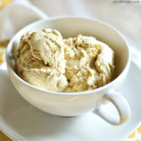 Creamy 1-ingredient banana ice cream in a white dish