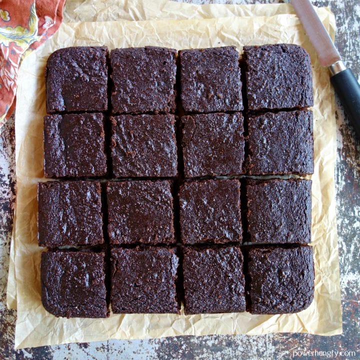 cooled vegan brownies, removed from the pan and cut into 16 squares
