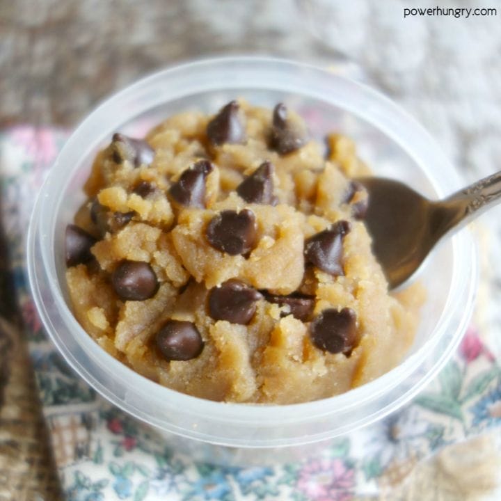 small cup of chocolate chip cookie dough