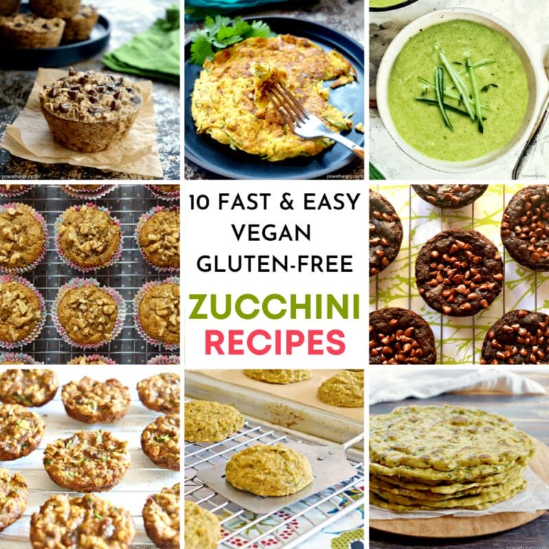 collage of 10 vegan gluten free zucchini recipes