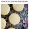 pinterest pin with photo of vegan almond flour sugar cookies on a cooling rack