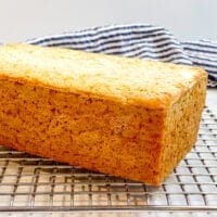 close up of a loaf of brown rice blender bread