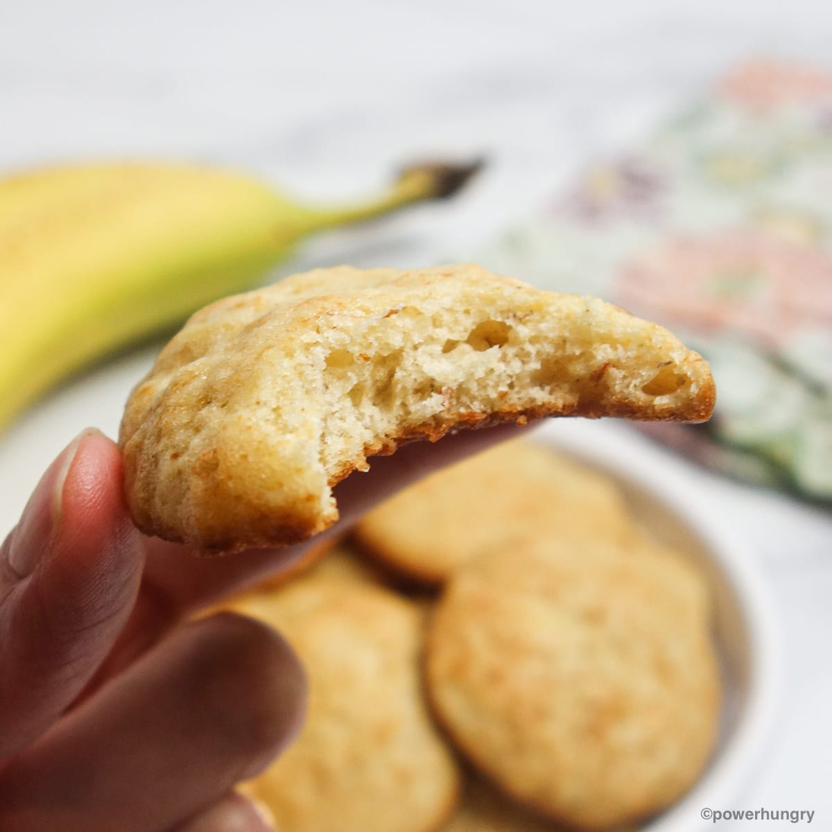 millet banana cookie with a bite taken out